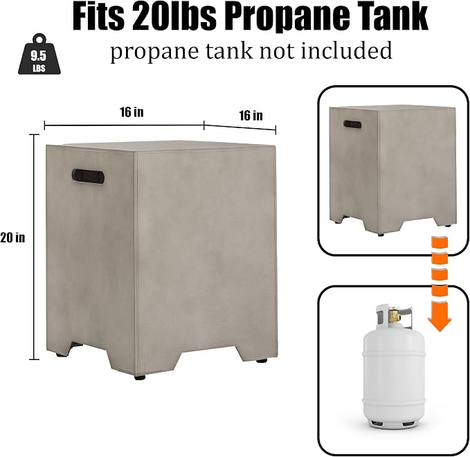 HOMPUS ABS Propane Tank Cover -10lbs Removable Panels,Multi-Functional Outdoor Side Table for 20lbs Tanks
