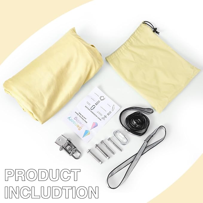 Sensory Swing, Indoor Outdoor Cuddle Hammock for Kids and Adults, with Heavy Duty Hardware, 360° Swivel, Calming Swing for Autism, ADHD and Sensory Integration