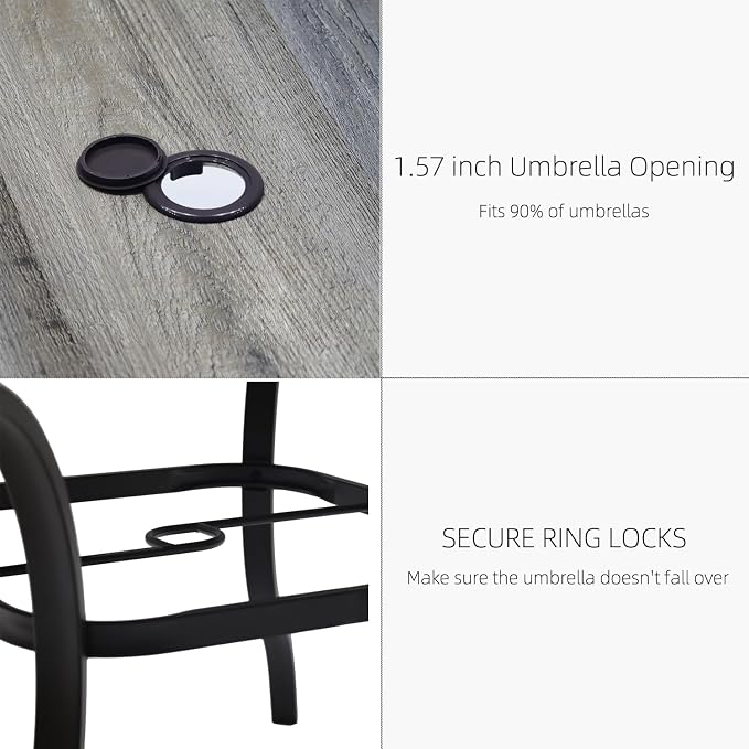 Patio Dining Set for 4, Outdoor 37" Dining Table with Laminated Top and 1.9" Umbrella Hole, 4pcs Stackable Patio Chairs Included, Perfect for Home & Outside