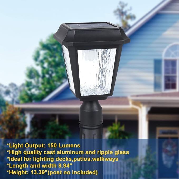 KMC Lighting ST4618Q-A Solar Lamp Post Lights Solar Post Lights Outdoor Post Lights Die-Casting Aluminum 3-inch Fitter Base for Post Mount