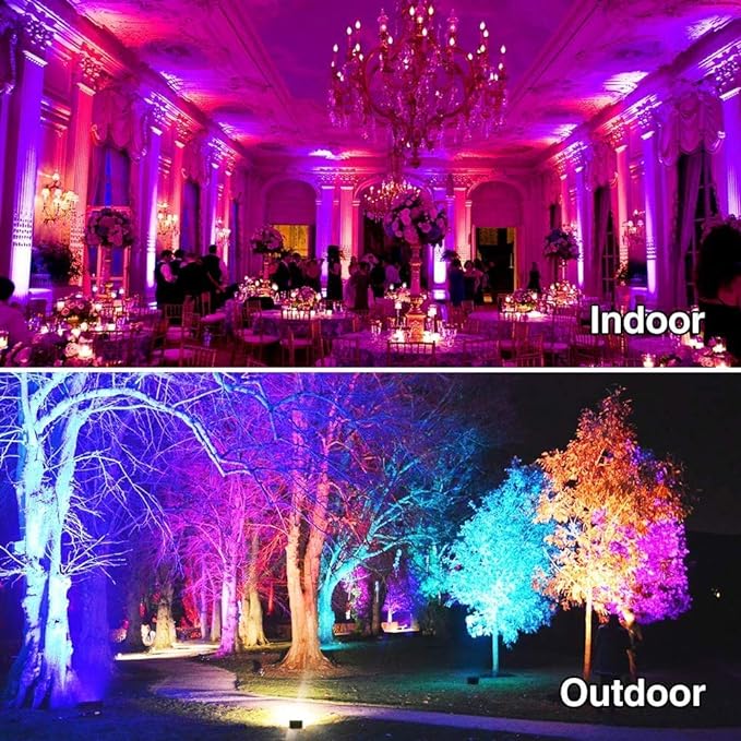 Led Flood Light 500W Equivalent, RGBW Led Outdoor Lights Colored Floodlight | Remote Control, 50W,5000ML 2700K,120 Colors, Timing, Dimmable, Custom Modes, Landscape Lighting (4 Pack)