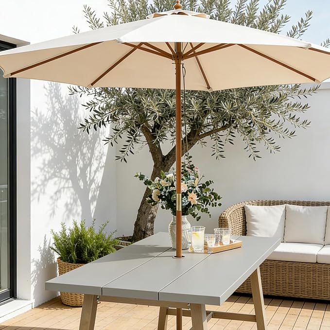SUNSITT 7 Piece Outdoor Patio Dining Set, Patio Dining Furniture Set with 76” Aluminum Dining Table w/Umbrella Hole and 6 Woven Wicker Outdoor Patio Chairs w/Removable Cushions for Garden, Dark Grey