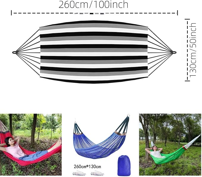 Portable Camping Hammock, Cool Ice Silk Mesh Hammocks with Tree Straps Carry Bag, Single Hanging Sturdy Hammock for Travel Patio Garden. Up to 550lbs. Blue