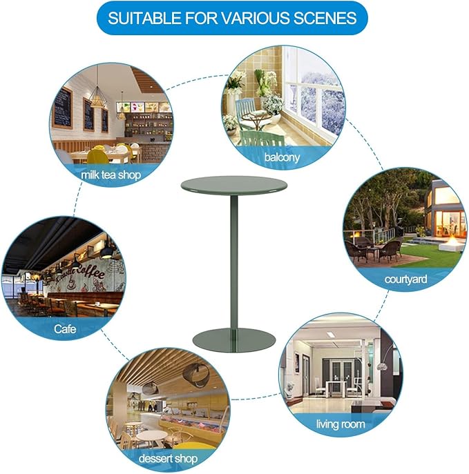 Outdoor Metal Bar Table - Round Counter Height Bistro Table for Patio & Garden, Space-Saving Small Dining Table for Poolside & Terrace (Size: 60x60x105cm)