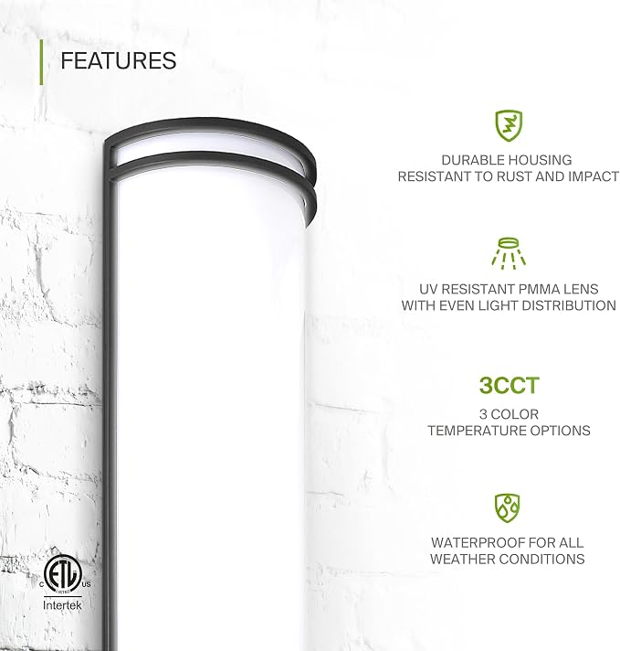 ASD 24 Inch LED Outdoor Sconce Lights - 25W 120-277V 3000K 4000K 5000K Black Exterior Lighting Fixtures, Dimmable Exterior Lights for House, Modern Patio Wall Light Fixture ETL