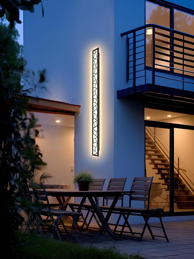 Outdoor Wall Lights 59.1inch Modern Outdoor Wall Sconce LED Long Wall Sconces Black Front Porch Light Waterproof Led Wall Light IP67 3000K Exterior Lighting Fixtures