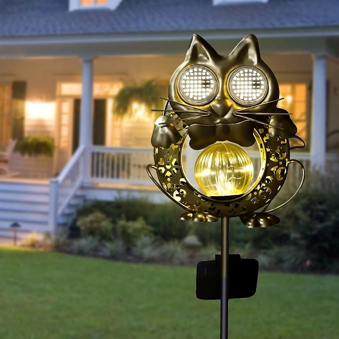 SRNPMIU Solar Lights Outdoor Decor, Solar Cat Yard Decorations Outdoor | Garden Decorative, IP65 Waterproof, Gifts for Women Mom, for Yard Patio Lawn Pathway Landscape