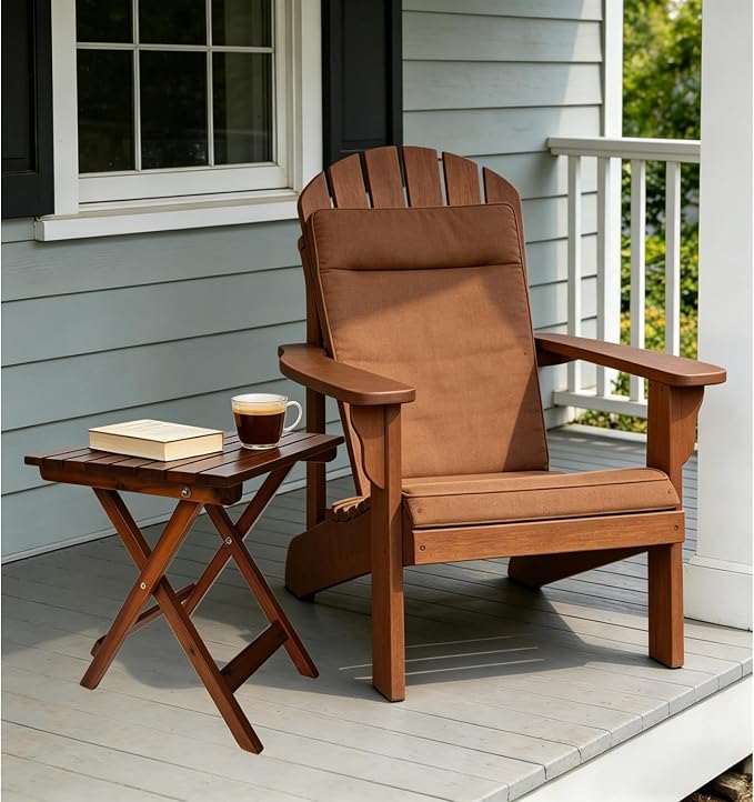 Outdoor Wooden Side Table, Folding Patio End Table, Small Square Furniture Table for Adirondack Chair, Balcony, Porch, Acacia Wood, No Assembly, Brown