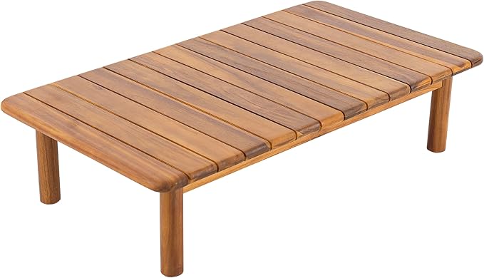 Christopher Knight Home Canape Acacia Wood Outdoor Coffee Table, Modern Coffee Table for Patio Furniture Set, Weather-Resistant Wood Coffee Table with Slat Panel Design, Teak