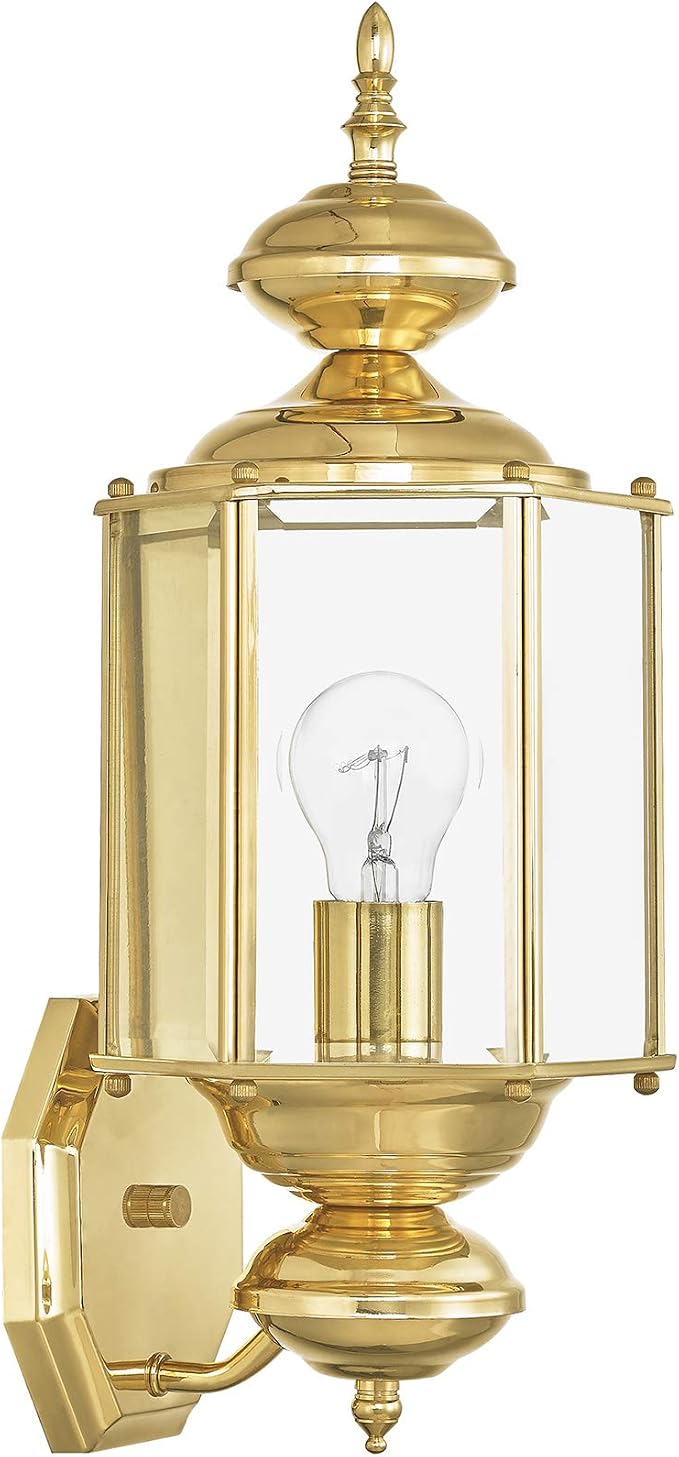 Livex Lighting 2006-02 1-Light Outdoor Wall Lantern, Polished Brass