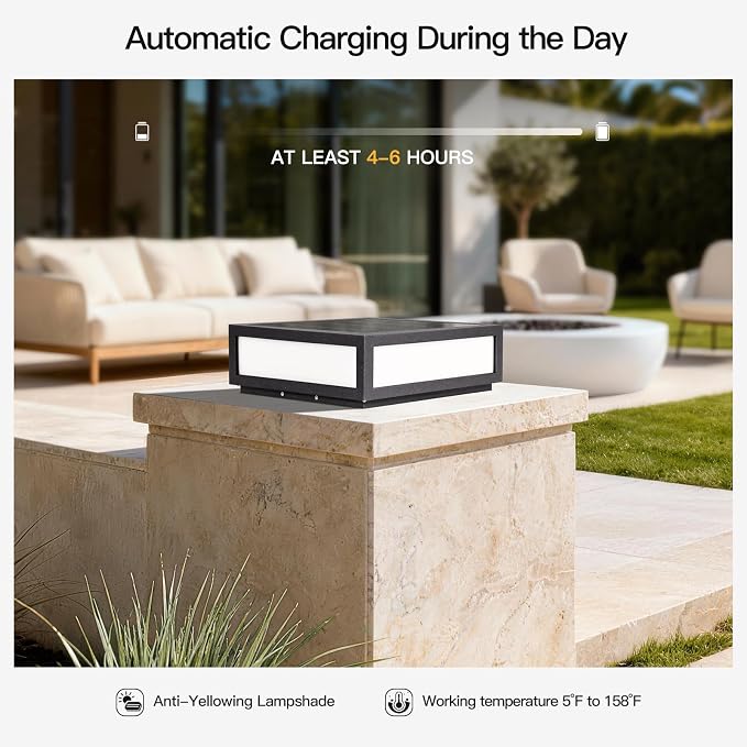 MVBT Large Solar Post Lights, 16" Square Pillar Light, Outdoor Column Light | 3000K LED Post Lamp, Solar Power Modern Column Lighting, Dusk to Dawn Exterior Gate Post Light for Driveway Entry Patio Posts