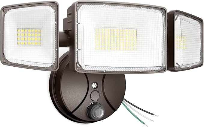 Onforu 100w Dusk to Dawn Outdoor Lighting,11000LM Led Outdoor Light from Dusk Till Dawn,Super Bright Flood Light,IP66 Waterproof Exterior Security Brown Light Fixture,3 Heads Photocell for Garage,Yard