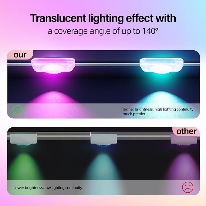 AHAWILL IP67 Permanent Outdoor RGB Lights for Halloween Decor(100ft) | Waterproof outdoor string eaves lights with remote&APP, 100ft 48led,Accent Lighting for Christmas Decor