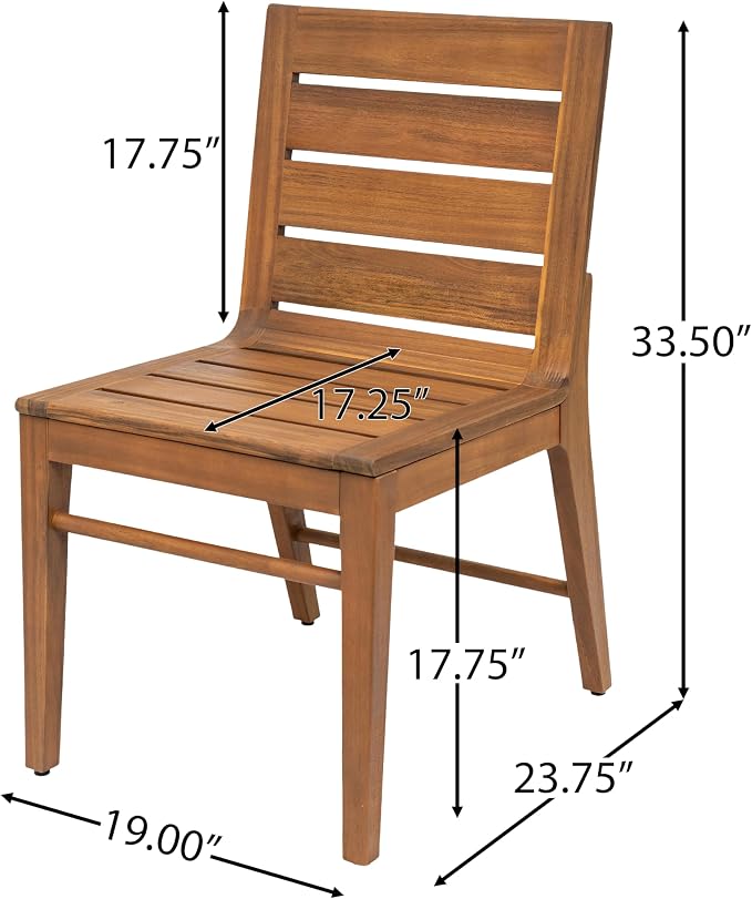 Christopher Knight Home 7-Piece Outdoor Dining Set, 70" Acacia Wood Patio Table with 6 Slatted Dining Chairs, Teak Finish Large Outdoor Table and Chairs Set for Garden Backyard Deck Porch