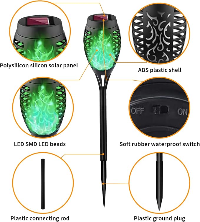 Swingers Solar Lights Outdoor, Halloween Solar Torch Lights | With Flickering Flame, Waterproof Outdoor Garden Lights for Outside Patio Pathway Yard Decorations