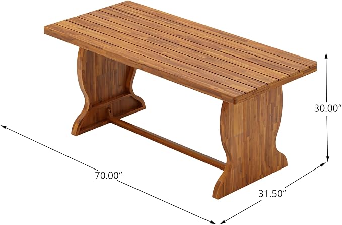 Christopher Knight Home 7-Piece Outdoor Dining Set, 70" Acacia Wood Patio Table, Teak Finish with 6 Armchairs, Beige Cushions & Rope Woven Back, Backyard Garden Deck Furniture Set