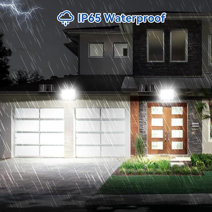 Aialun 184 LED Solar Outdoor Flood Lights,Motion Sensor Solar Powered Flood Lights 1500mAh Battery,IP65 Waterproof 3 Modes Dusk to Dawn Outside Security Lights for Porch,Yard,Garage, 2Pack