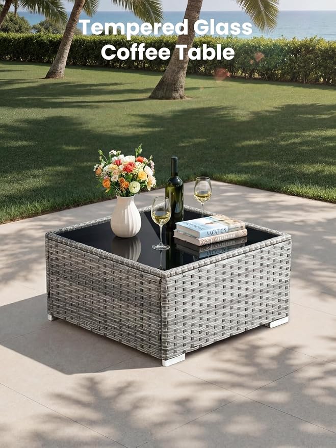 ovios 10 Piece Outdoor Patio Furniture Set with Fire Pit Table,Conversation Sectional Wicker Couch with Swivel Chairs,Modern Outside Sofa for Balcony Backyard, Orange