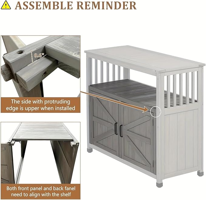 Wooden Patio Bar Table with Storage, Outdoor Buffet Cabinet Sideboard, Grey