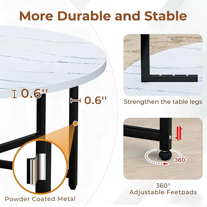 FAMIDGE Coffee Table, 31.5" Large Round Coffee Table for Living Room, Center Tables for Family & Office Use, Outdoor Coffee Table Round, Large White(31.5" D x 17.7" H)