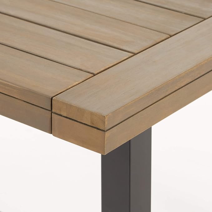 Christopher Knight Home Beau Outdoor Eight Seater Wooden Dining Table, Gray and Black Finish