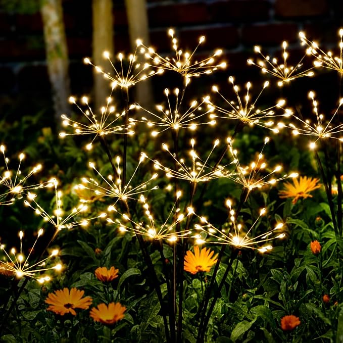 Solar Firework Garden Lights with 8 Modes, IP65 Waterproof Garden Decoration Lights