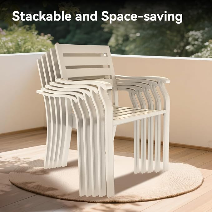 LUMISOL 5-Piece Outdoor Patio Dining Set, 4 Stackable Metal Dining Chairs and 40.6" Round Metal Dining Table, Outdoor Table and Chairs for Lawn Garden Backyard, Sandstone