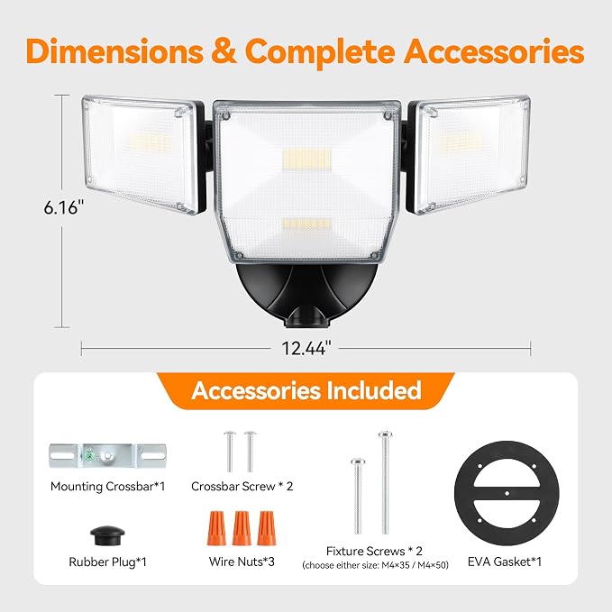 85W 10000LM Switch Controlled Outdoor Flood Lights, 4-Head Super Bright LED Security Light, 5000K Daylight, IP65 Waterproof Hardwired Exterior Light for Outside Garage Yard (Black)