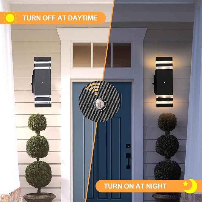 Porch Lights with GFCI Outlet, Dusk to Dawn Outdoor Lights with Outlet | IP65 Waterproof Anti-Rust Exterior Light Fixture Outside Wall Sconce for House Porch Garage Front Door