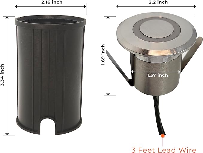 LUMENGY LED In-Ground Paver and Deck Light with Patented Ring Light Effect, 1W, 12V Low Voltage, IP67 Waterproof, for Decks, Driveways, Patios, Steps and Paver Surfaces, Stainless Steel Finish, 6-Pack