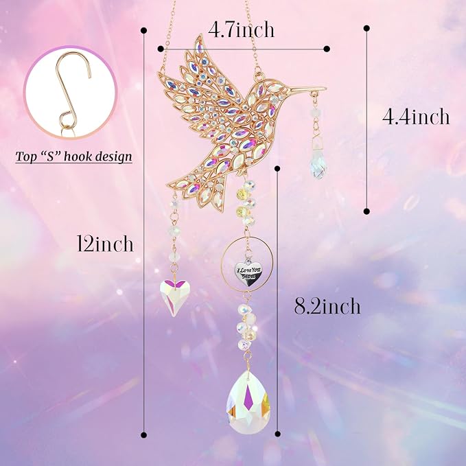 Hummingbird Gifts for Mom, Mom Gifts for Birthday Christmas from Daughter, Sun Catchers Indoor Window Outdoor Garden, Spring Home Decor Hummingbird Gift for Women Mother Grandma Bird Lovers