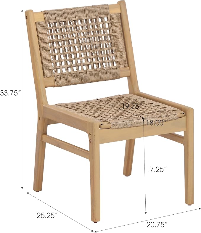 Christopher Knight Home Chuse Acacia Wood Dining Table Set for 6, Solid Wood Outdoor Dining Set for 6, 7 Piece Oval Patio Dining Table and Chair Set with Wicker Seat & Back, Light Brown + Light Teak