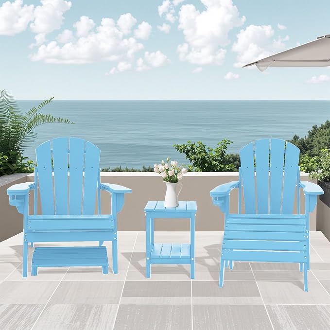 IVY&LANE Adirondack Outdoor Side Table | HDPE Plastic | Patio End Tables with Storage | 2-Shelf | Weather Resistant | Arctic | 14 x 13 Inches | for Outside Porch Deck Backyard Indoor