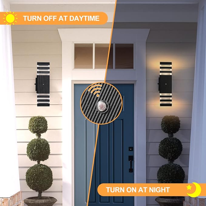 Dusk to Dawn Outdoor Light with Outlet 2 Pack, Porch Lights with Outlet | Outdoor Light with GFCI Outlet, IP65 Waterproof Anti-Rust Exterior Light Fixture for House Porch Front Door