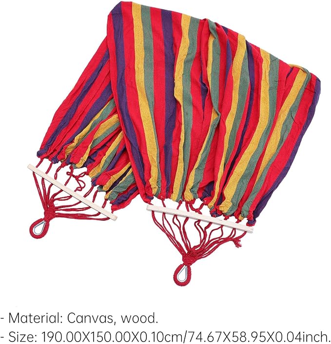BESPORTBLE Outdoor Canvas Camping Hammock Single Person 190x150cm with Striped Fabric, Duckbill Buckle, Hanging Rope and Carry Bag for Travel and Garden Use