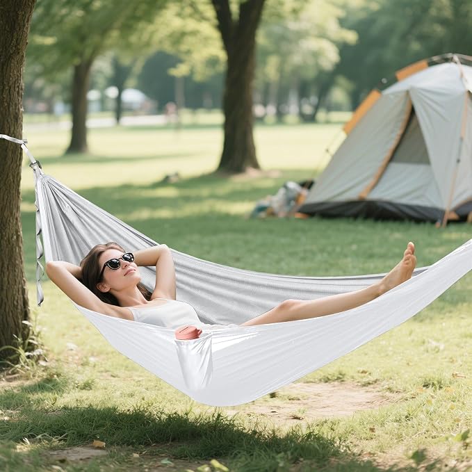 White Solid Color Pure Plain 330lb Capacity Hammocks with Portabl Carry Bag Backyard Hammock for Outside Patio Garden hamaca con soporte para adultos