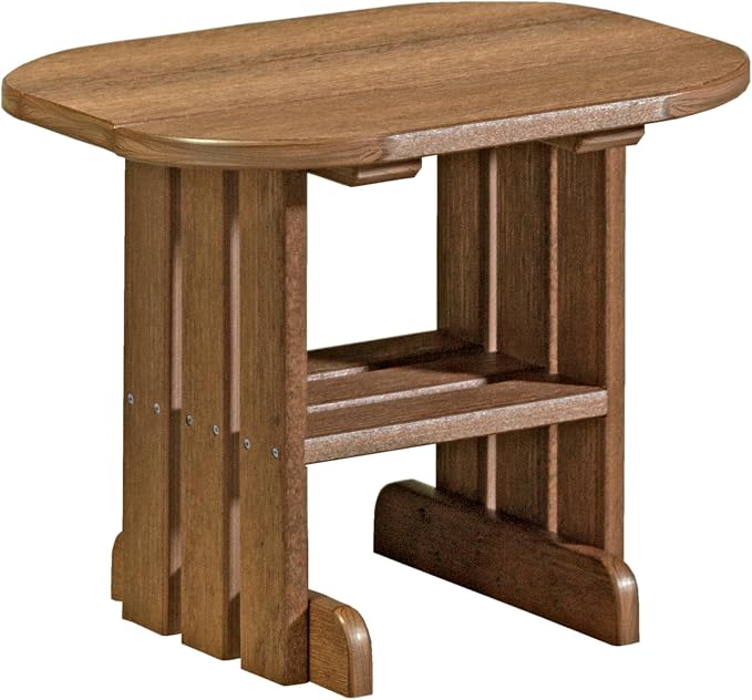 LuxCraft Poly Small Table Stand, Outdoor Side Tables for Patio, Weatherproof Patio End Table for Outside, Eco Friendly and UV Resistant HDPE - Amish Made in USA (Antique Mahogany)
