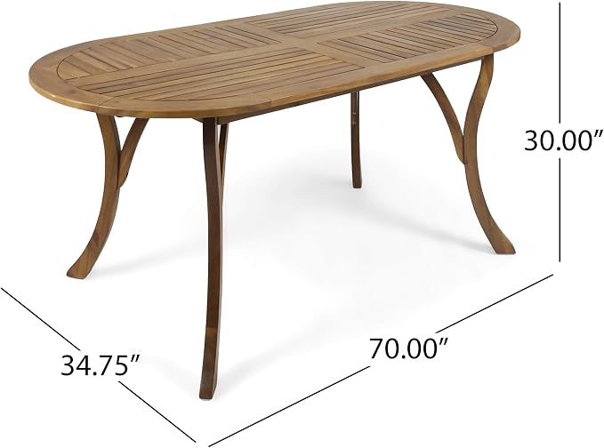 Christopher Knight Home Baia Outdoor 70" Oval Acacia Wood Dining Table, Teak