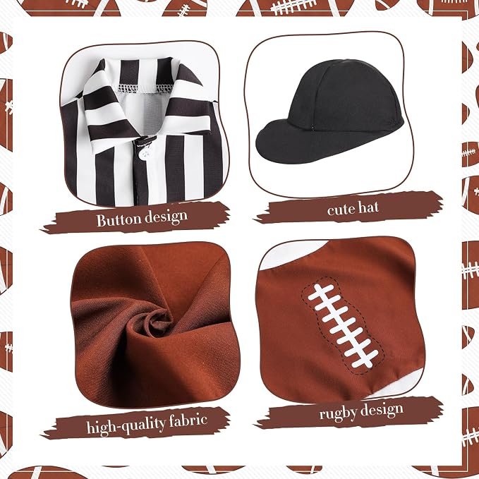 2 Set Football Goose Outfit Referee Lawn Porch Game Day Clothes for 17" or 23" Goose Outdoor Patio Yard Lawn Art Football Bowl Party Decor (17")
