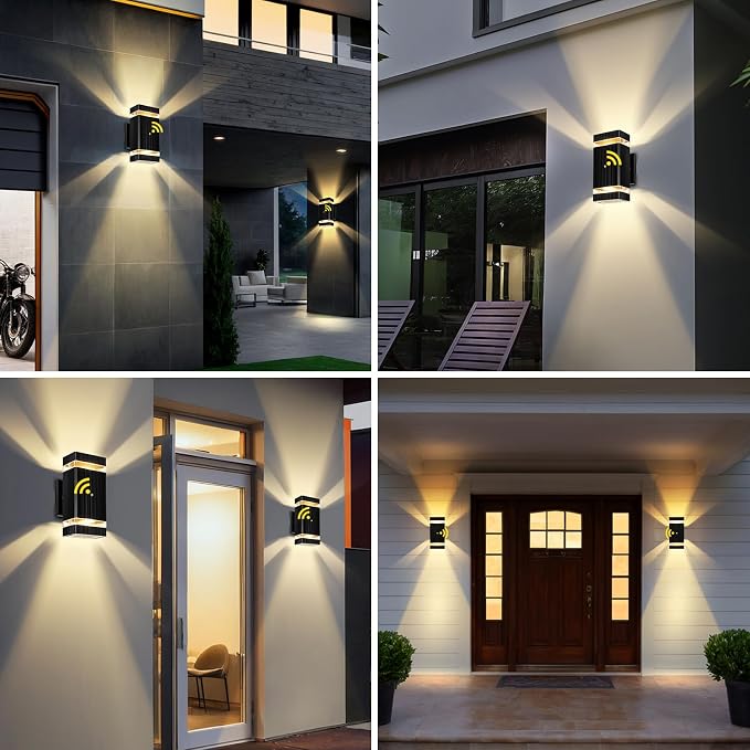 Dusk to Dawn Outdoor Lighting 2Pack, 3000K Warm White Outdoor Wall Lights, Up and Down Porch Lights, Waterproof Outdoor Lights for House Hallway Garden Corridor
