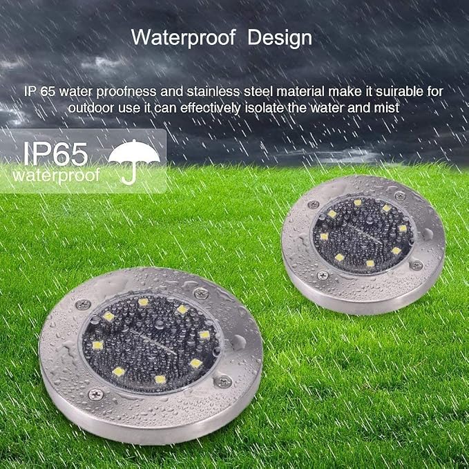 ZGWJ Solar Ground Lights,4 Pack Waterproof Solar Garden Lights, Upgraded Outdoor Garden Waterproof Bright in-Ground Lighting, Landscape Lighting for Pathway,Yard,Deck,Lawn,Patio,Walkway White