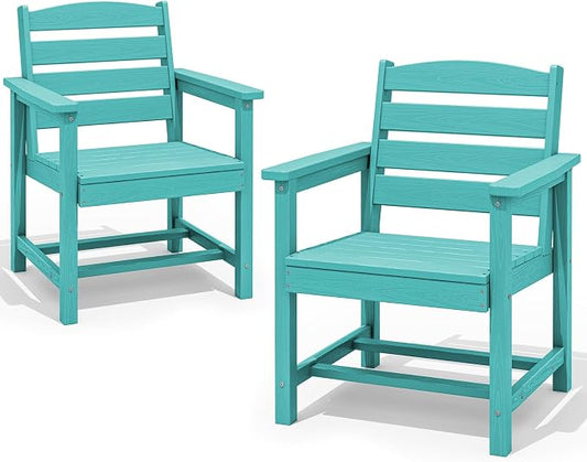 SERWALL Patio Dining Chair Set of 2,All Weather HDPE Dining Chair, Aruba | Outdoor Dining Chairs built to last with 330 lb capacity. Compact 23.4"x23.6"x33.6"H. Weatherproof & easy to clean.