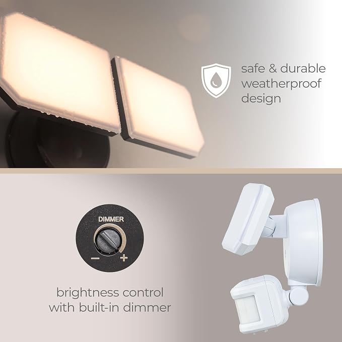 Guardian Flood and Security Wall Light with 2 Lights 2,250 Lumens 20 Watts and Programmable Motion and Photo Sensor in White