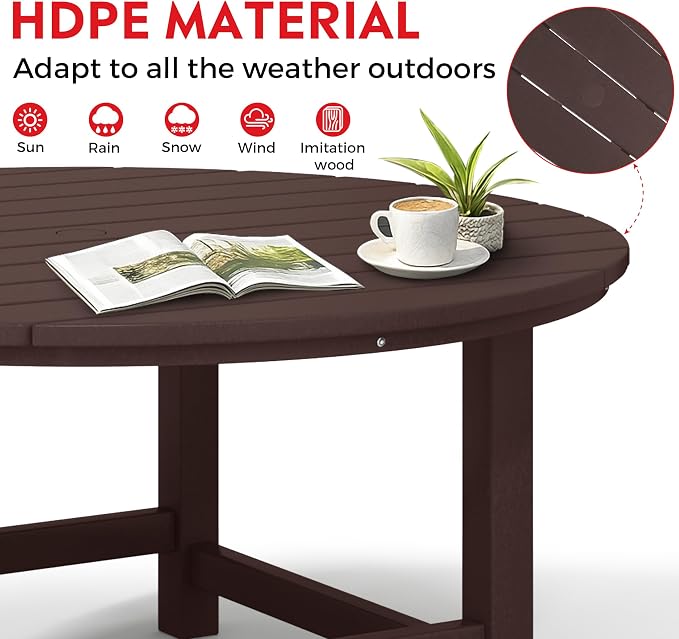 Costaelm Kids Dinner Table, Toddler Play Desk Student Desk Outdoor Childrens Picnic Tables for Children Arts & Crafts, Snack Time, Multi-Activity Table for Ages 2-8 in Home/Outside, Dark Brown
