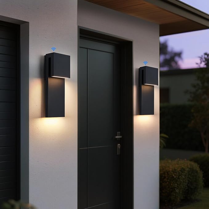 Tarentlight Dusk to Dawn Outdoor Wall Lights 2 Packs,Modern Minimalist Outdoor Fixture Wall Mount,Anti-Rust Sturdy & Sleek Outside Lights for House Porch Garage Patio,3000K 17W Integrated LED