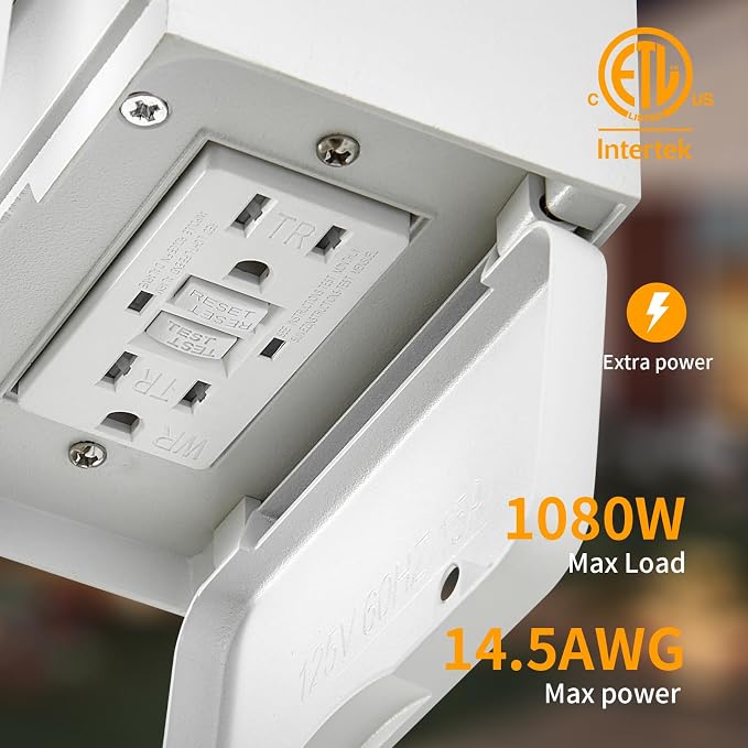 Yisuro Porch Lights with GFCI Outlet, Dusk to Dawn Motion Sensor Outdoor, 3 Lighting Modes Exterior Light Fixture, Outside for House Front Door Patio Garage(White)