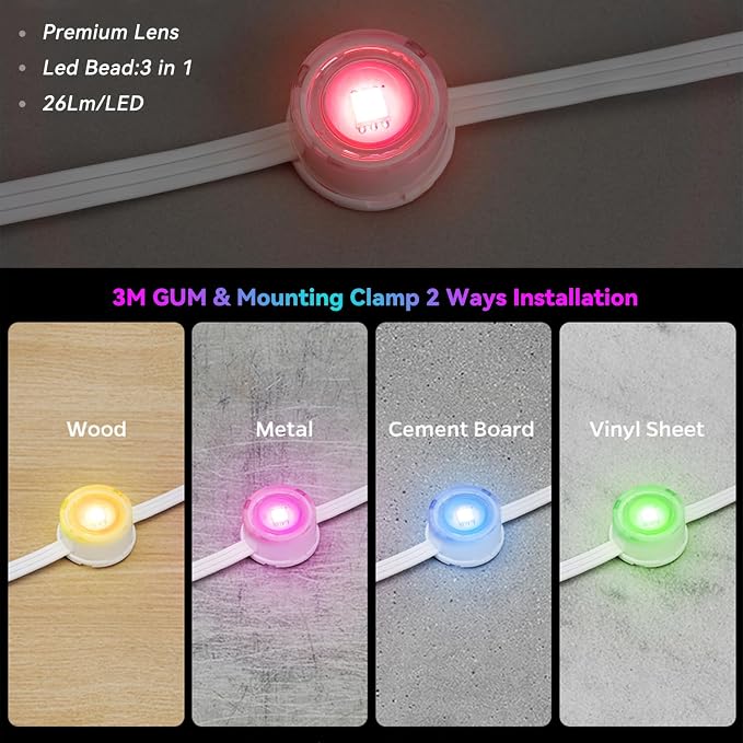 Permanent Outdoor Lights, 100FT Smart Rainbow RGB with 72 LEDs, App Control Remote with DIY Modes, IP67 Waterproof Eaves Lighting for Holiday, Garden Decor, Christmas, Party,Halloween,Roof,