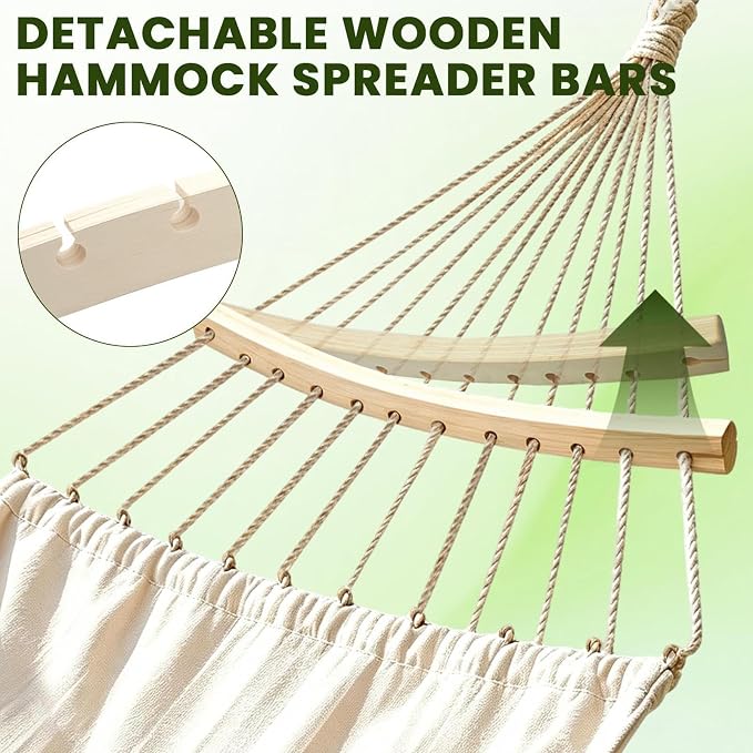 Hammock Spreader - Wooden Portable Support Bar Set, Detachable Hanging Bed Separator Rods, Outdoor Relaxation Accessories for Camping Backyard Patio Garden RV Balcony Tree Yard Park Summer