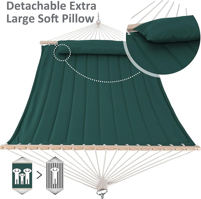 SUNCREAT Hammocks Replacement Hammock for Stand, 475 lbs Capacity, Two Person Backyard Hammock for Outside, Dark Green