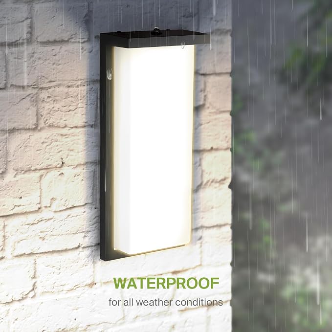 ASD LED 14" Outdoor Wall Light, Dusk to Dawn Front Door House Sconce | 3CCT, Photocell, Waterproof, ETL Listed | 20W 1900LM 3000-5000K 120V | Exterior Lighting Fixture, Porch Lamp | Black, 4 Pack